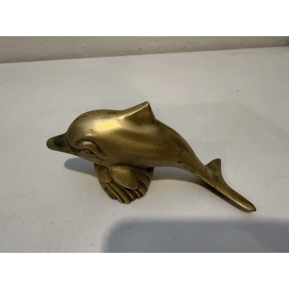 Vintage Solid Brass Dolphin figurine 5